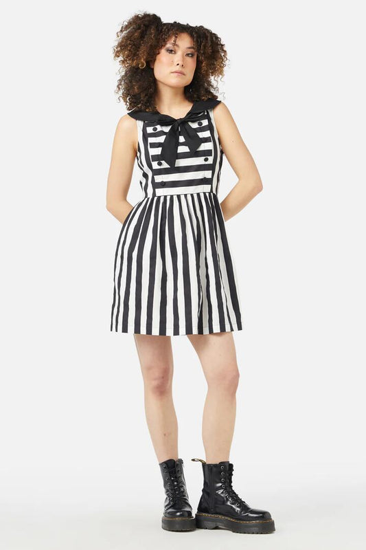 Image of a model wearing Dress. Productname: Dandy Dress in Black/White colour by brand - Black Friday