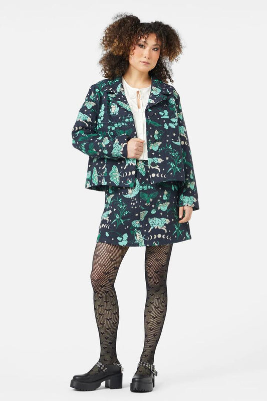 Image of a model wearing Outerwear. Productname: Forbidden Forest Jacket in Multi colour by brand - Black Friday