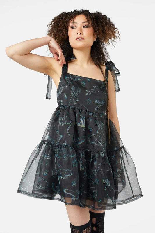Image of a model wearing Dress. Productname: Aura Party Dress in Black colour by brand - Black Friday