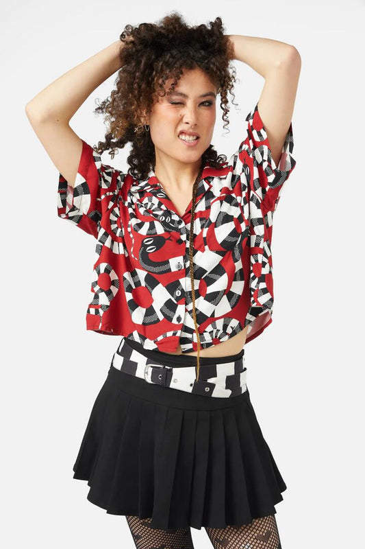 Image of a model wearing Tops. Productname: Poisonous Blouse in Red colour by brand - Black Friday