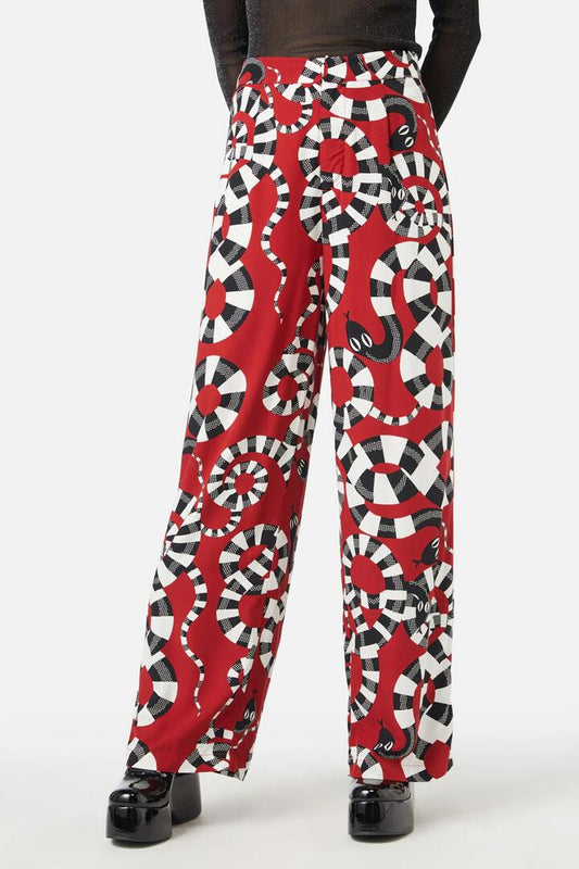 Image of a model wearing Pants. Productname: Poisonous Pant in Red colour by brand - Black Friday