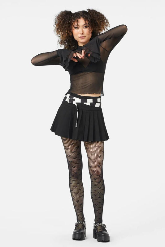 Image of a model wearing Skirts. Productname: R.I.P Skort in Black colour by brand - Black Friday