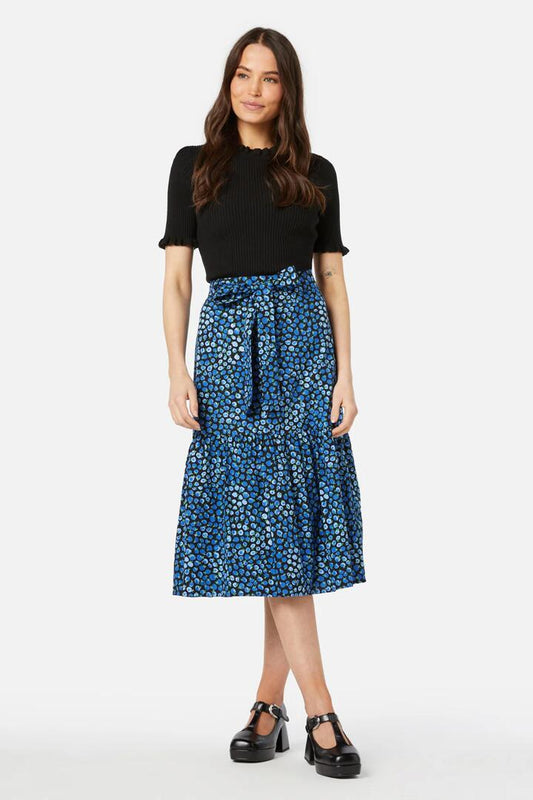 Image of a model wearing Skirts. Productname: Bessie Skirt in Blue colour by brand - Princess Highway