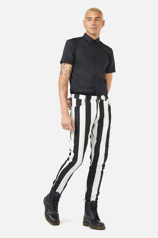 Image of a model wearing Pants. Productname: Dandy Pant in Black/White colour by brand - Black Friday