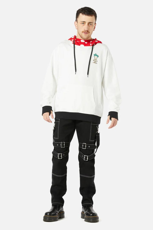 Image of a model wearing Outerwear. Productname: Cutie Mandrake Hoodie in White colour by brand - Black Friday
