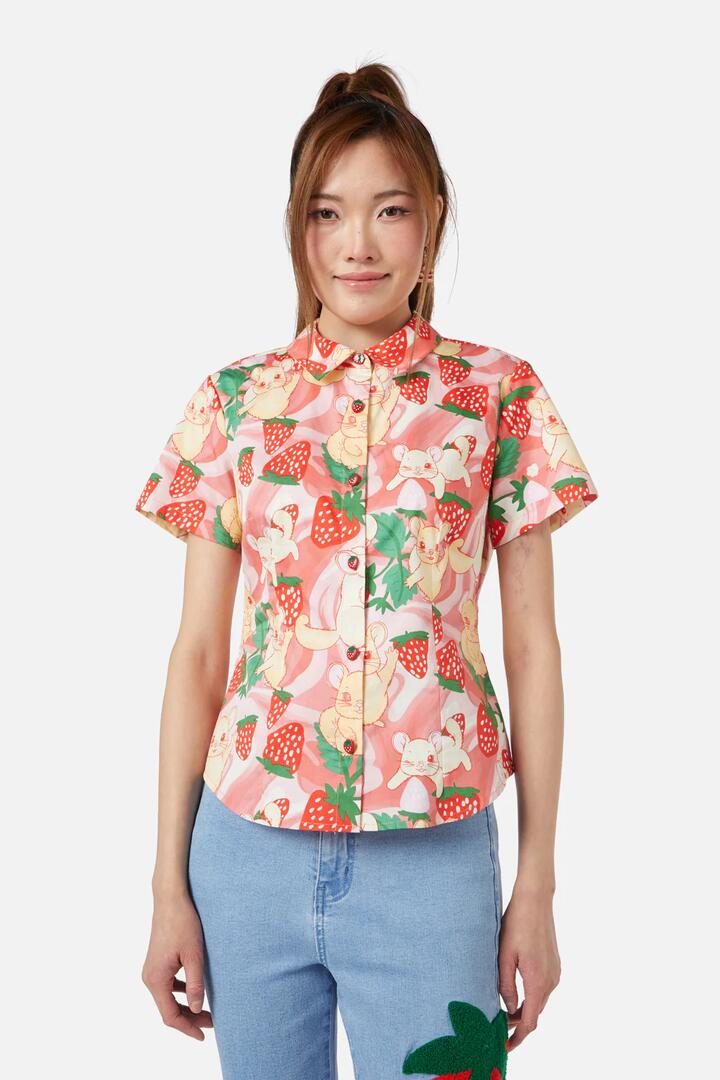 Image of a model wearing Tops. Productname: Oh Me Oh My Blouse in Multi colour by brand - Dangerfield