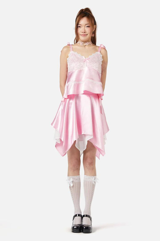 Image of a model wearing Tops. Productname: Crush On U Cami in Pink colour by brand - Dangerfield