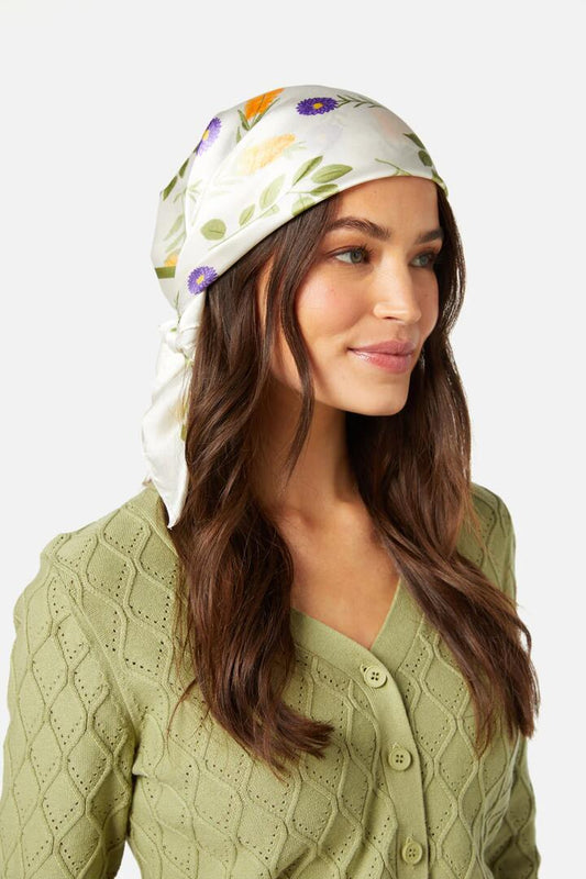Image of Accessories. Productname: Bottle Brush Satin Scarf in Cream colour by brand - Princess Highway