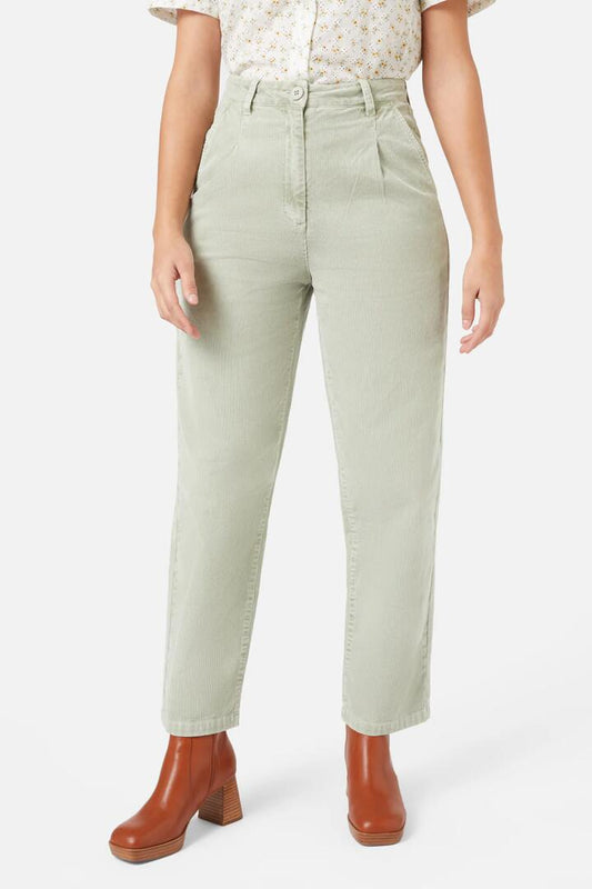 Image of a model wearing Pants. Productname: Joanie Pant in Sage colour by brand - Princess Highway