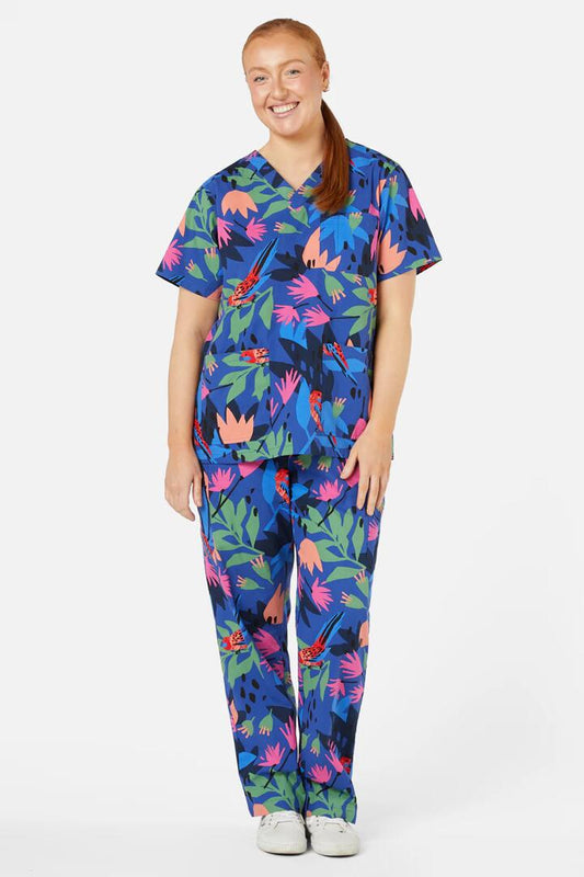 Image of a model wearing Uniforms & Workwear. Productname: Roxanne Scrub Set in Blue colour by brand - Princess Highway