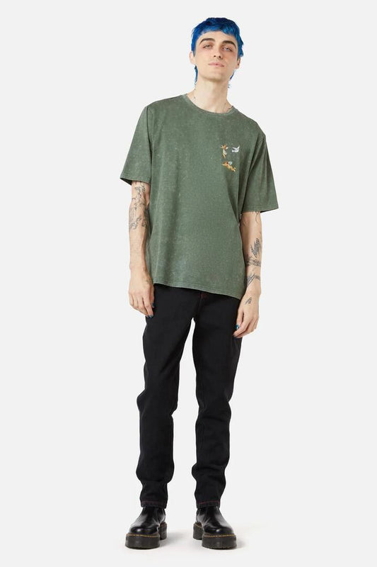 Image of a model wearing Tops. Productname: Love In Idleness Tee in Green colour by brand - Black Friday