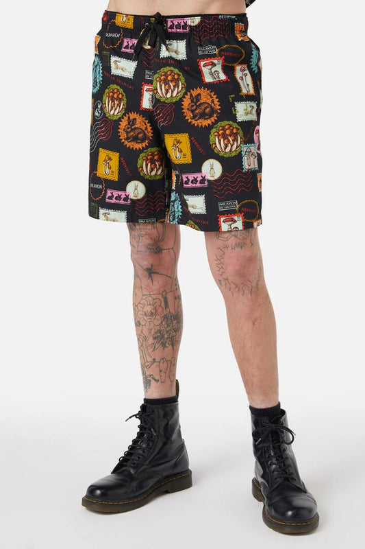 Image of a model wearing Shorts. Productname: Old Postal Trunks in Multi colour by brand - Dangerfield