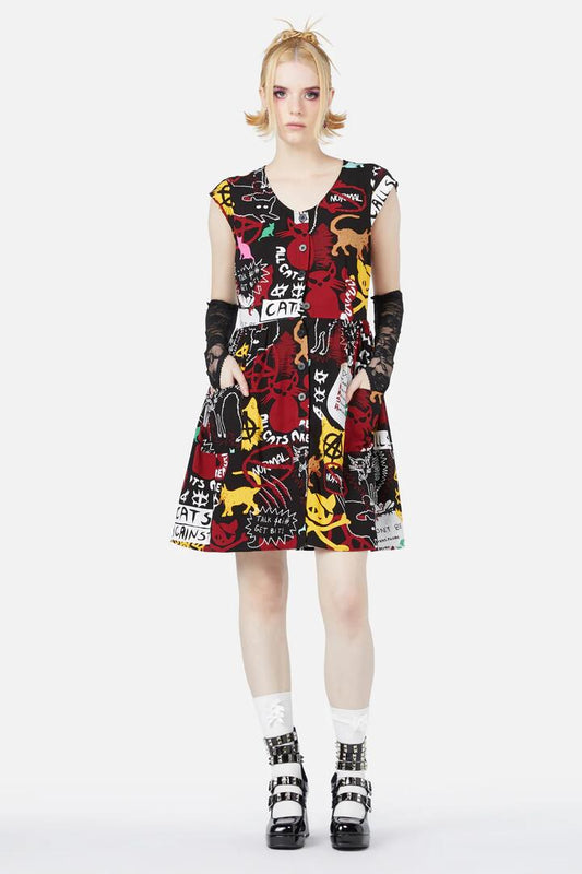 Image of a model wearing Dress. Productname: Kitty Riot Dress in Black colour by brand - Black Friday
