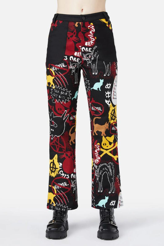 Image of a model wearing Pants. Productname: Kitty Riot Pant in Black colour by brand - Black Friday