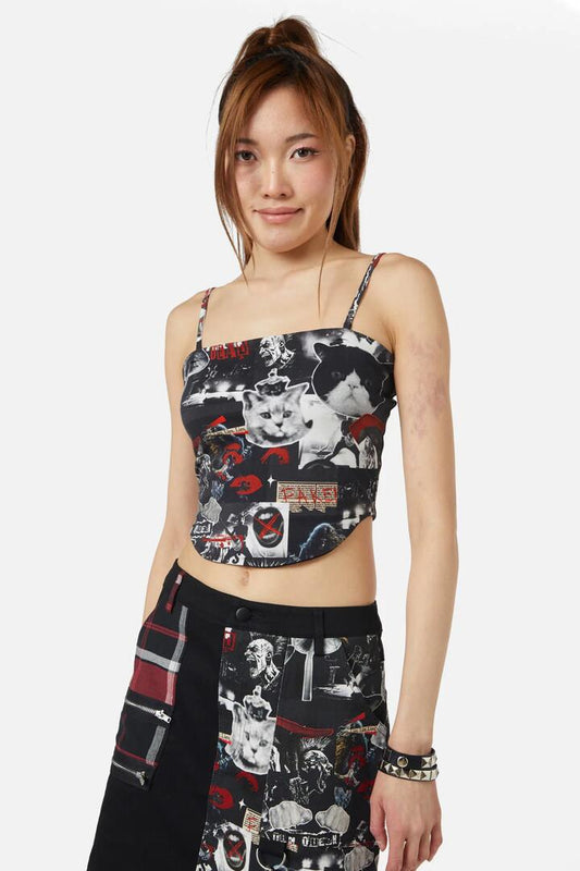 Image of a model wearing Tops. Productname: Wild Cat Singlet in Black colour by brand - Black Friday