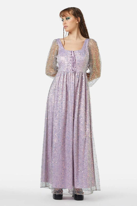 Image of a model wearing Dress. Productname: Midsummer Dreaming Dress in Lavender colour by brand - Black Friday
