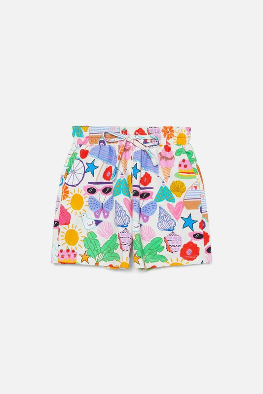 Image of a model wearing Shorts. Productname: Lorne Kids Shorts in Cream colour by brand - Princess Highway Kids