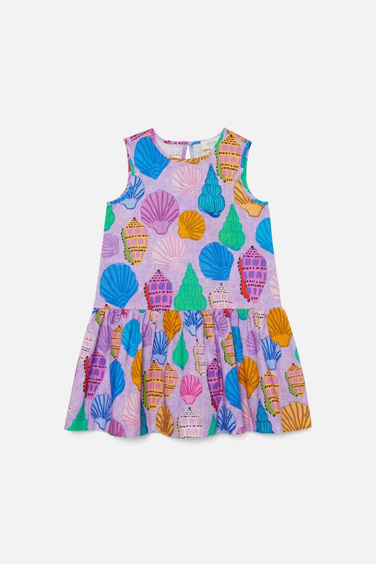 Image of a model wearing Dress. Productname: Shells Kids Dress in Lilac colour by brand - Princess Highway Kids