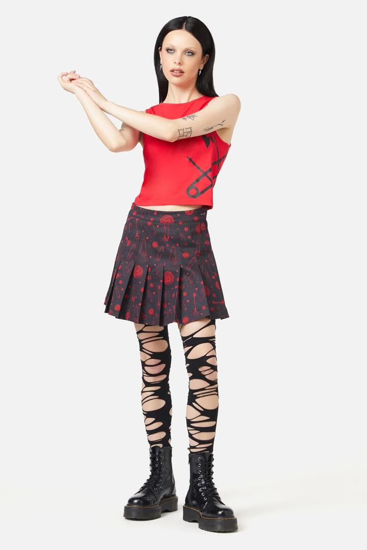 Image of a model wearing Skirts. Productname: Lock Picker Skort in Black colour by brand - Black Friday