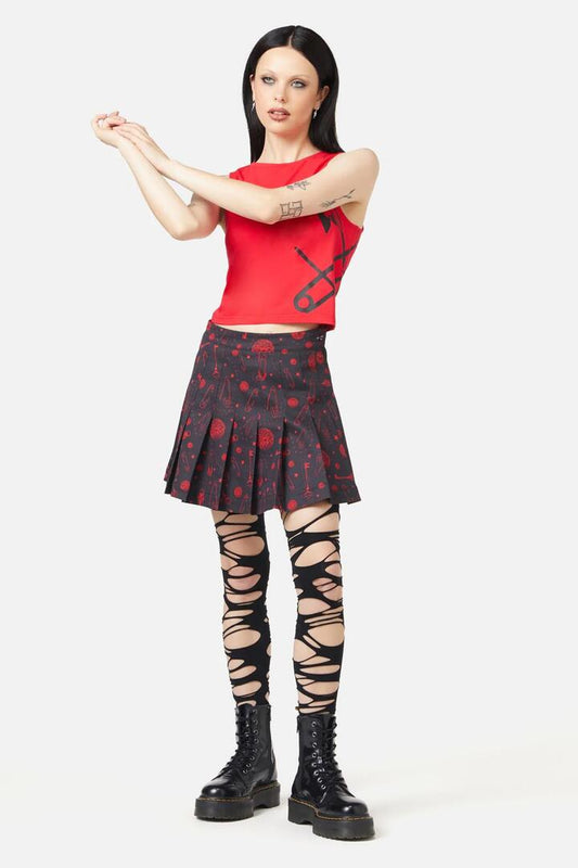 Image of a model wearing Skirts. Productname: Lock Picker Skort in Black colour by brand - Black Friday