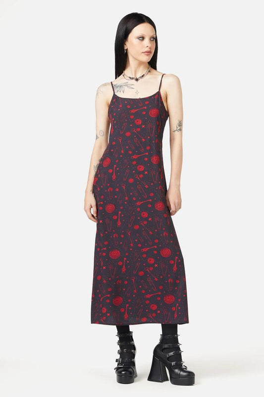 Image of a model wearing Dress. Productname: Lock Picker Midi Dress in Black colour by brand - Black Friday