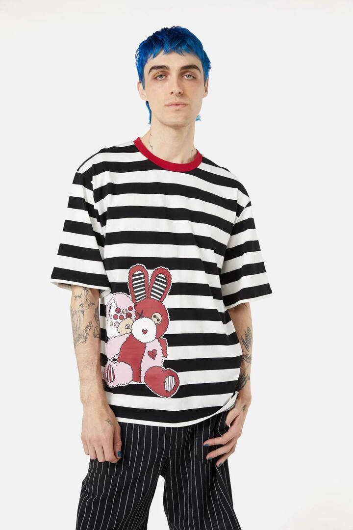 Image of a model wearing Tops. Productname: Cheeky Tee in Black/White colour by brand - Black Friday