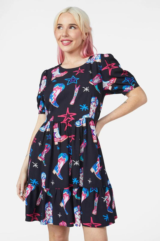 Image of a model wearing Dress. Productname: Face The Wind Dress in Multi colour by brand - Dangerfield
