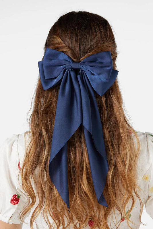 Image of Hair Accessories. Productname: Navy Barrette Bow Clip in Navy colour by brand - Princess Highway
