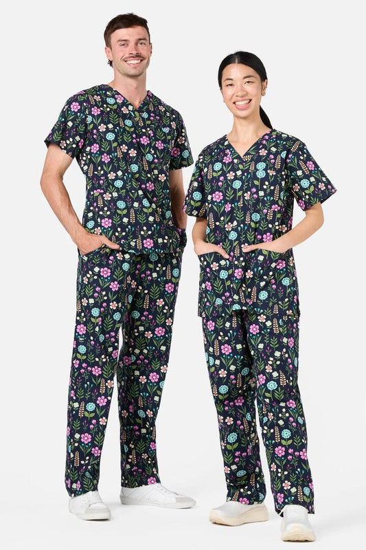 Image of a model wearing Uniforms & Workwear. Productname: Isadora Scrub Set in Navy colour by brand - Princess Highway