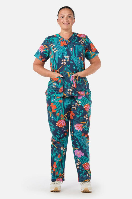 Image of a model wearing Uniforms & Workwear. Productname: Alice Scrub Set in Navy colour by brand - Princess Highway