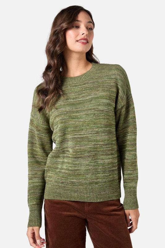 Image of a model wearing Outerwear. Productname: Robbie Knit Jumper in Green colour by brand - Princess Highway