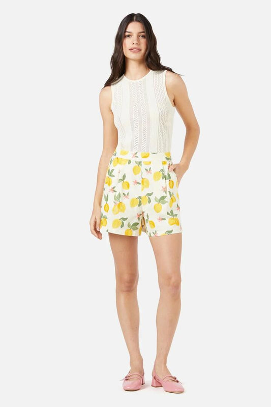 Image of a model wearing Shorts. Productname: Lemon Shorts in Cream colour by brand - Princess Highway