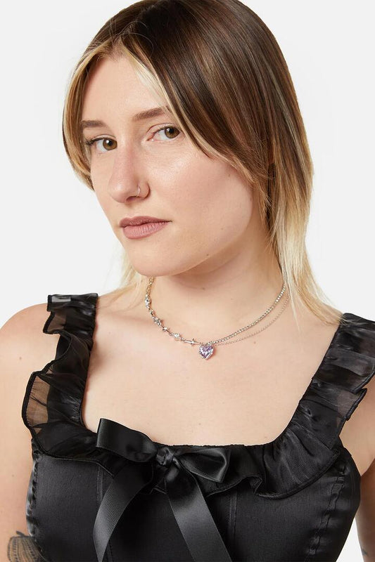 Image of Necklaces. Productname: Gem of a Heart Necklace in Silver colour by brand - Black Friday