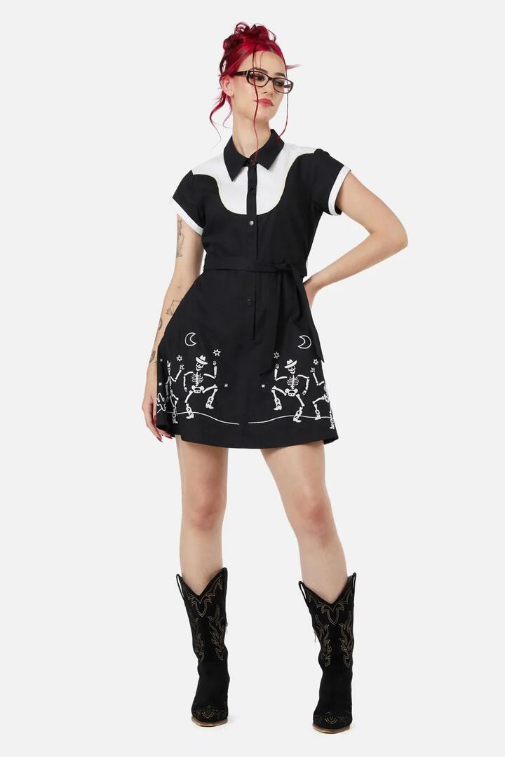 Image of Dresses. Productname: Skelly Skater Dress in Black/White colour by brand - Black Friday
