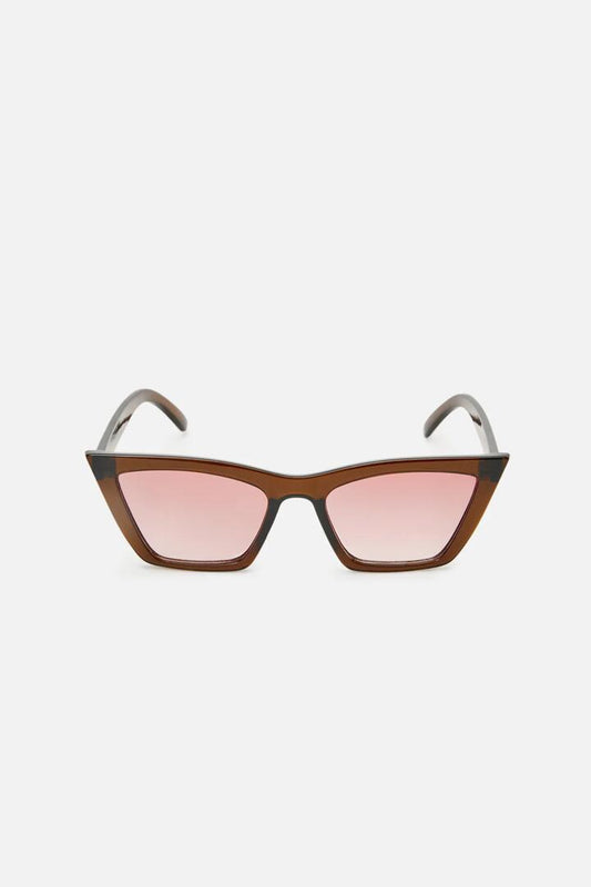 Image of Sunglasses. Productname: Choc Pointed Corner Sunglasses in Chocolate colour by brand - Princess Highway