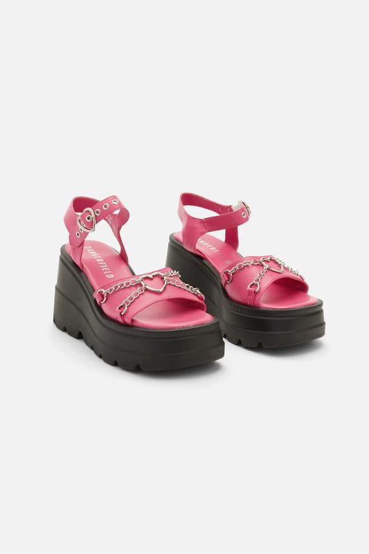 Image of Sandals. Productname: Pink Heart Trim Sandal in Pink colour by brand - Dangerfield