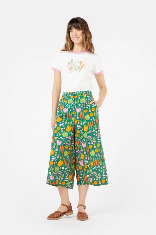 Image of a model wearing Skirts. Productname: Veggie Patch Skort in Green colour by brand - Princess Highway
