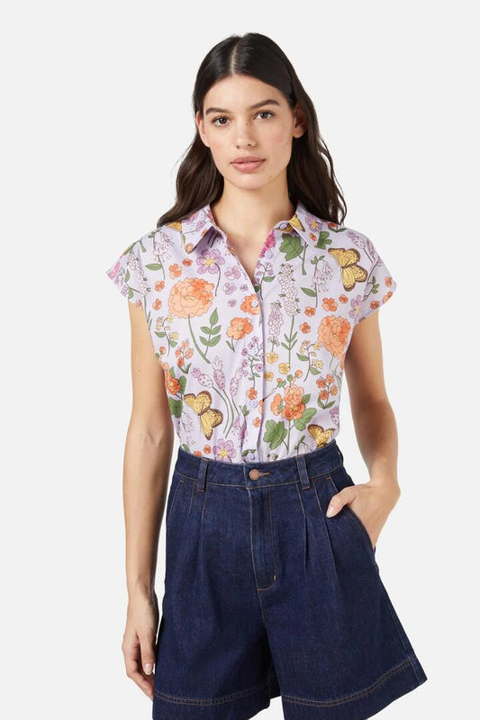 Image of a model wearing Tops. Productname: Summer Day Blouse in Lilac colour by brand - Princess Highway
