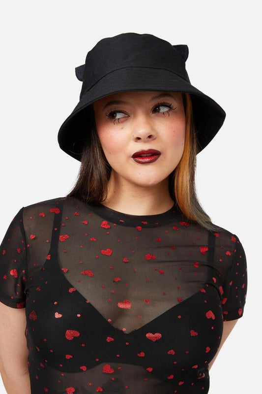 Image of Hats. Productname: Ears Bucket Hat in Black colour by brand - Dangerfield