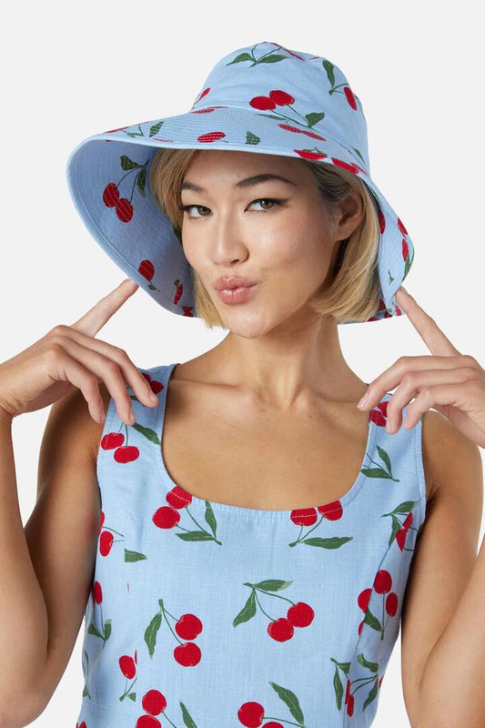 Image of Hats. Productname: Cherry Girl Sun Hat in Blue colour by brand - Princess Highway