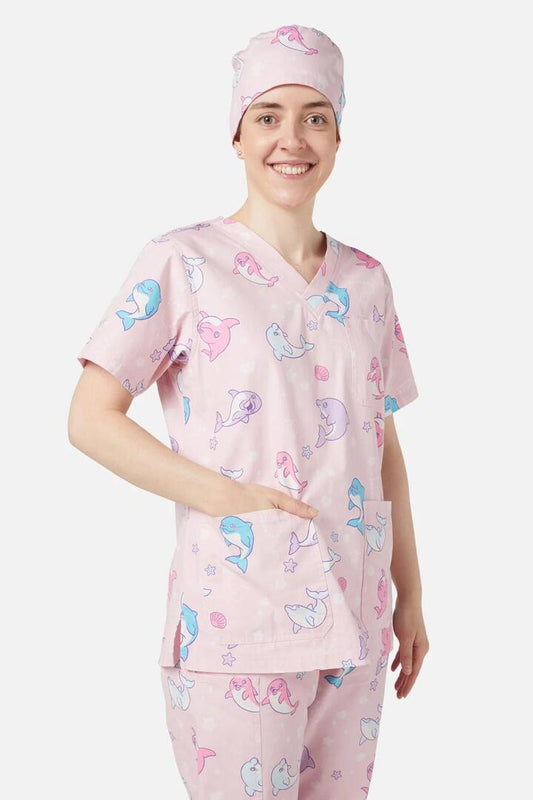 Image of Hats. Productname: Dolphin Scrub Hat in Pink colour by brand - Dangerfield