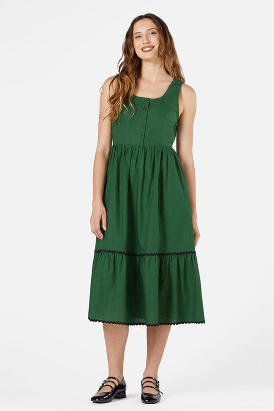 Image of a model wearing Dress. Productname: Shay Midi Dress in Green colour by brand - Princess Highway