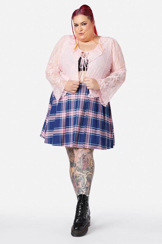 Image of a model wearing Tops. Productname: Curve Cat Napping Top in Pink colour by brand - Dangerfield