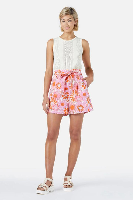 Image of a model wearing Shorts. Productname: Justine Short in Pink colour by brand - Princess Highway