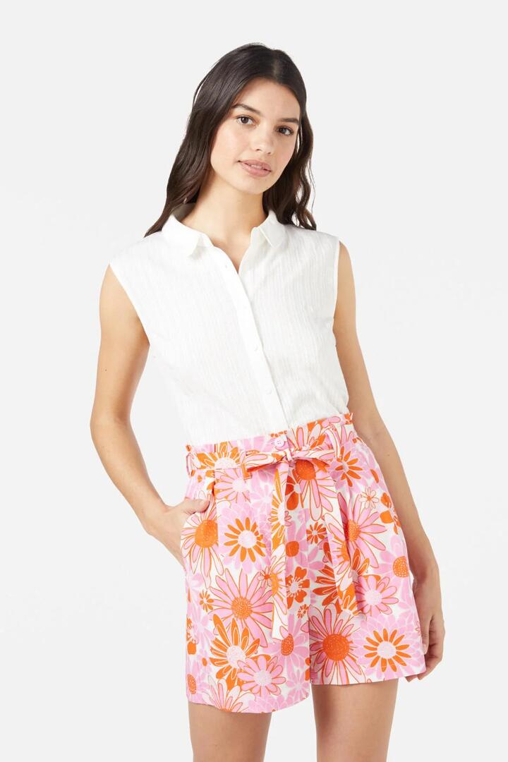 Image of a model wearing Tops. Productname: Carter Blouse in Cream colour by brand - Princess Highway