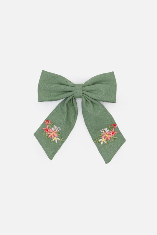 Image of Hair Accessories. Productname: Flower Bow Hair Clip in Green colour by brand - Princess Highway