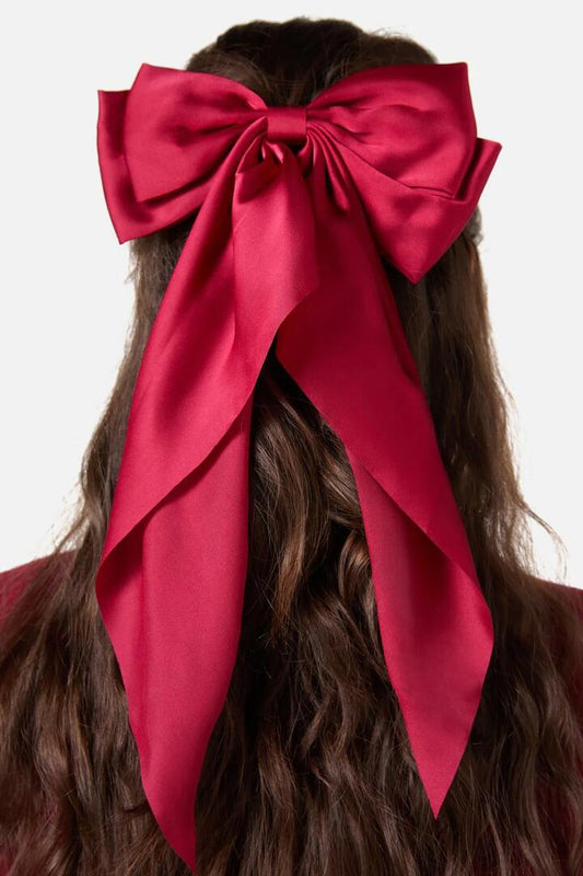 Image of Hair Accessories. Productname: Long Bow Barrette Clip in Red colour by brand - Princess Highway