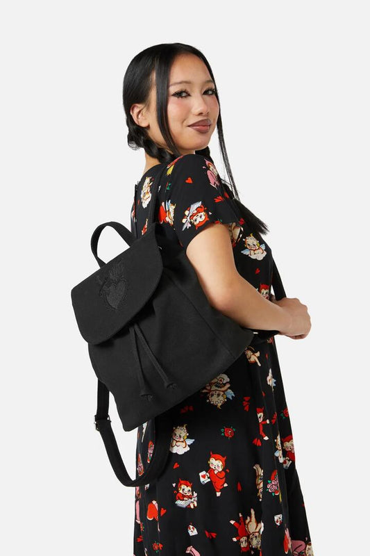 Image of Bags. Productname: Mercy Canvas Embroidered Backpack in Black colour by brand - Dangerfield