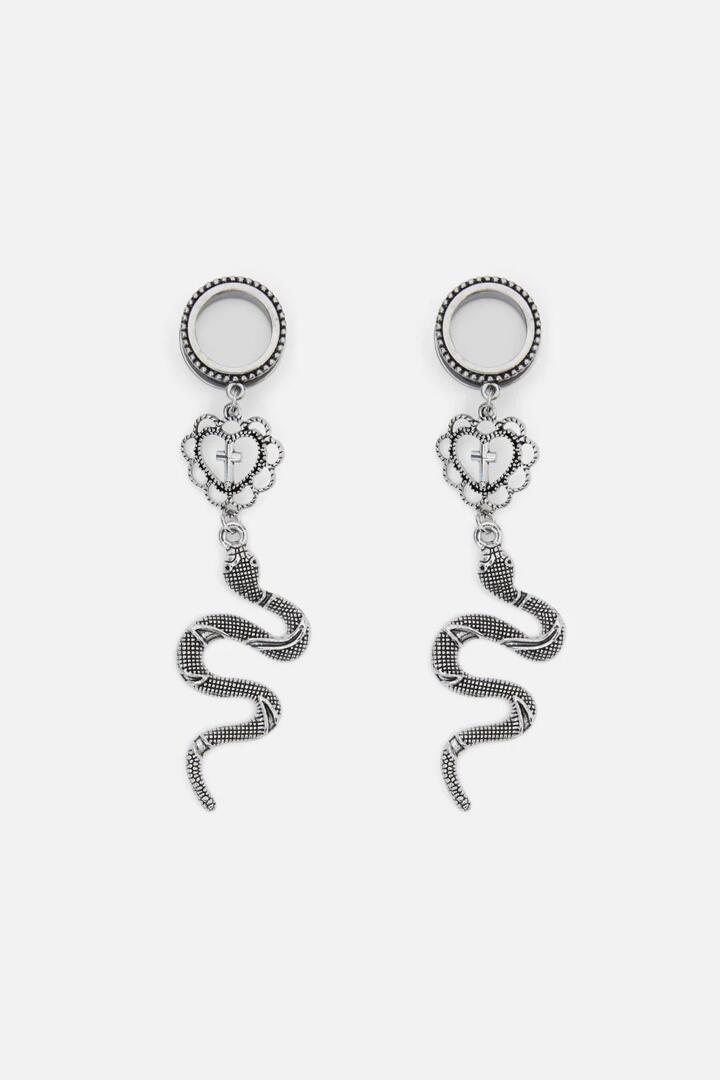 Image of Jewelry. Productname: Snake Tunnel Plugs in Silver colour by brand - Dangerfield