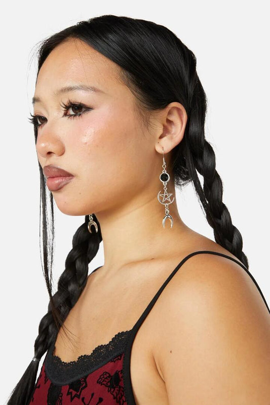 Image of Earrings. Productname: Celestial Crystal Earrings in Silver colour by brand - Dangerfield